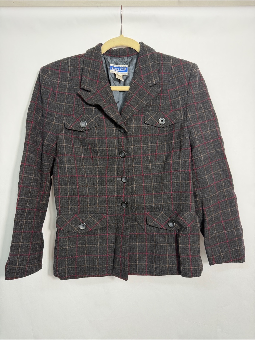 Vintage Pendleton 100% Wool Plaid Blazer 12 Equestrian Old Money